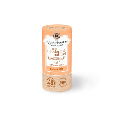 Respectueuse Mon D&eacute;odorant Naturel P&ecirc;che de Vigne Bio 50 Grammes - Stick 50 g