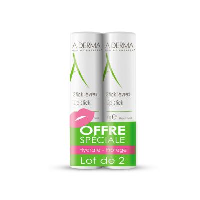 A-DERMA Les indispensables - Stick L&egrave;vres lot de 2