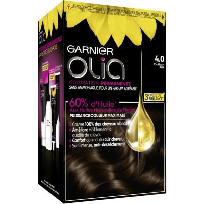 Coloration Permanente Olia GARNIER - 4.0 Ch&acirc;tain Pur