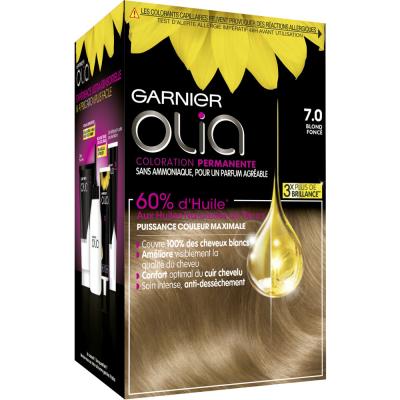 Coloration Permanente Olia GARNIER - Sans Ammoniaque - 7.0 Blond Fonce
