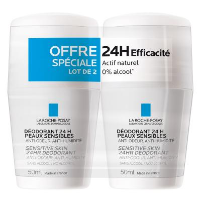 LA ROCHE-POSAY D&eacute;odorant peaux sensibles 24h 2 roll'ons x 50ml
