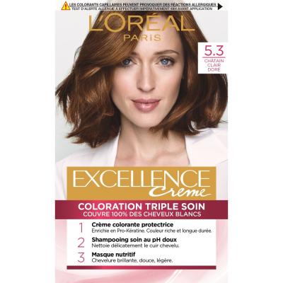 Coloration Cheveux 5.3 Ch&acirc;tain Clair Dor&eacute; Excellence - La Bo&icirc;te