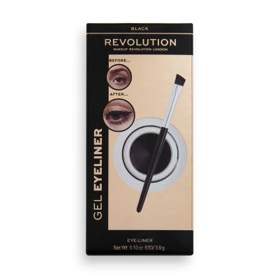 Maquillage R&eacute;volution Londres 3g Gel Eyeliner Pot Avec Brosse, Noir,