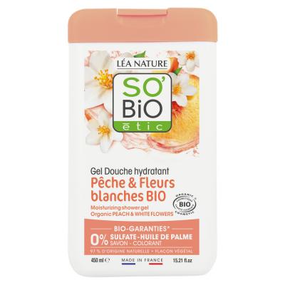 Gel Douche Hydratant P&ecirc;che&Fleurs Blanches Bio So'bio Etic - Le Flacon De 450ml
