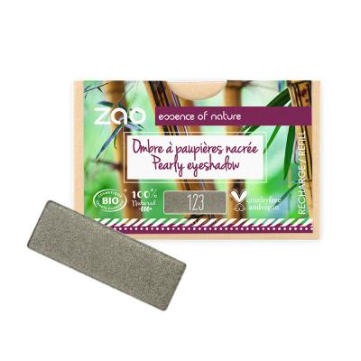 Recharge fard &agrave; paupi&egrave;res bio - Rectangle - Zao 123 Gris kaki - nacr&eacute;