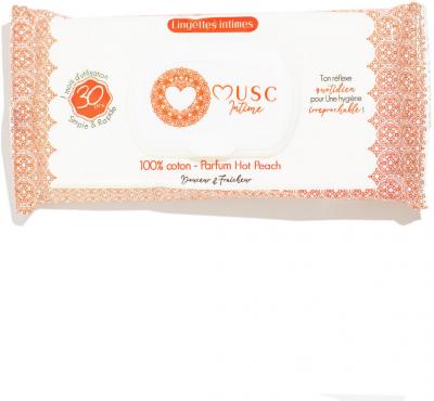 Musc Intime Hot Peach - La charmeuse Lingettes intimes - 30 unit&eacute;s 