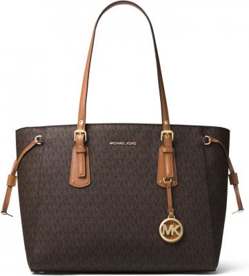 Sac cabas Mercer en cuir grain&eacute; sigl&eacute; Marron Michael Michael Kors