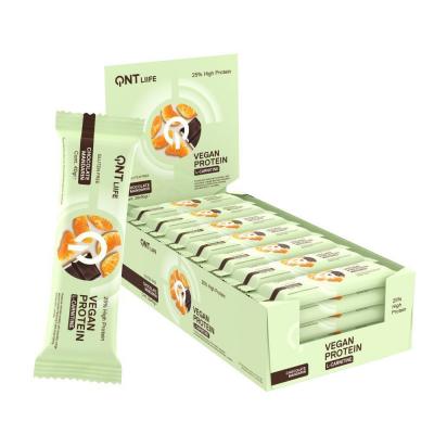 Nutrition prot&eacute;in&eacute;e Chocolat Mandarine QNT Liife Vegan Protein Bar + L-Carnitine