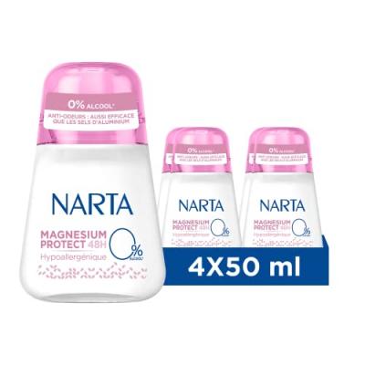 Narta Magnesium Protect D&eacute;odorant Bille Femme 48h, 4 x 50ml
