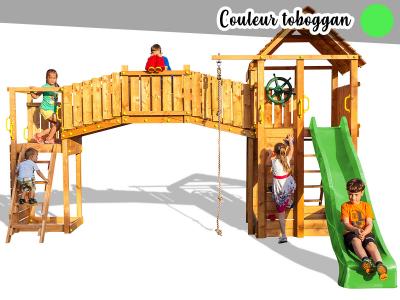 Aire de jeux rainbow fortress tip - toboggan vert - fungoo