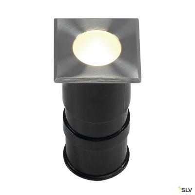 Encastr&eacute; de sol carr&eacute; LED blanc chaud SLV - Power Trail Lite - Inox - 1W - IP67