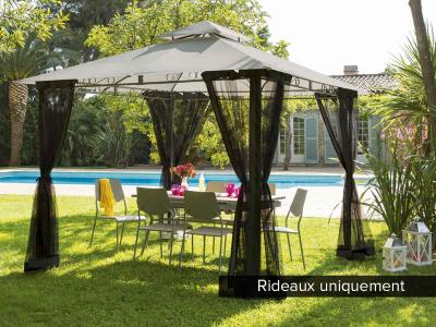 Jeu de 4 rideaux moustiquaires noir pour tonnelle fogo 3 x 3 m