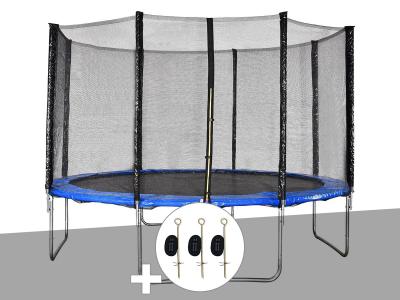 Kit trampoline Jardideco Cronos &Oslash; 3,66 m Bleu + Kit d'ancrage 