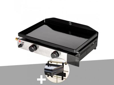 Plancha gaz &agrave; poser 2 br&ucirc;leurs Solia 200 - Somagic + Support balcon
