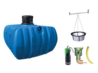 Lot r&eacute;cup&eacute;rateur d'eau de pluie jardin confort Flat Graf 5000 L