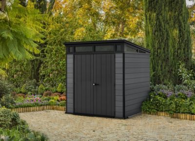 Abri de jardin CORTINA 77 en r&eacute;sine KETER gris fonc&eacute; 4,7m&sup2;
