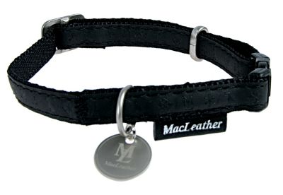 Collier Mac Leather Noir Tour de Cou 46/70 cm x larg. 25 mm pour Chien