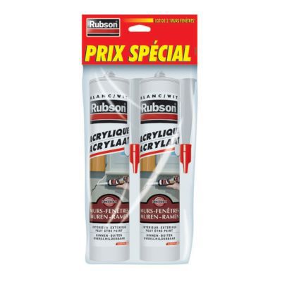 Lot 2 tubes de mastic Rubson murs et fen&ecirc;tres acrylique blanc 280 mL