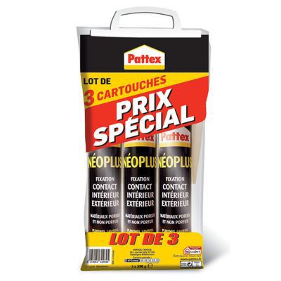 Colle Pattex de fixation isopr&egrave;ne Neoplus Lot de 3x345g