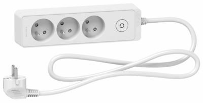 Multiprise filaire, 3 prises, L.1.5m, blanc SCHNEIDER ELECTRIC