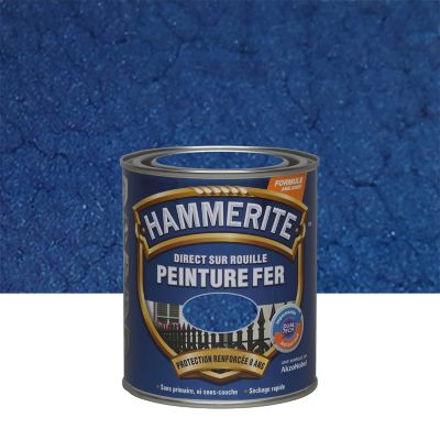 Peinture fer ext&eacute;rieur Direct sur rouille HAMMERITE bleu nuit 0.75 l