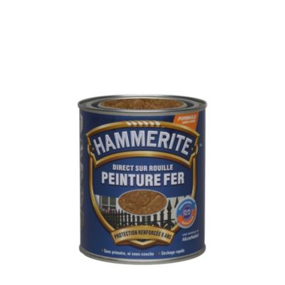Peinture m&eacute;tal direct sur rouille Hammerite martel&eacute; cuivre 250ml