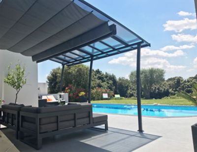 Pergola adoss&eacute;e fixe acier et aluminium Oslo 3,5 x 4 m