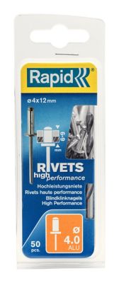 Rivets hautes performances &Oslash;4.0 x 12mm alu - Boite 50 + for&ecirc;t - Rapid