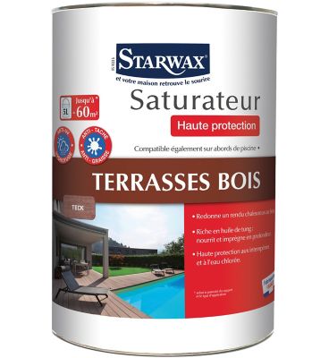 Saturateur ext&eacute;rieur haute protection terrasse bois teck 5L