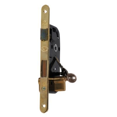 Serrure &agrave; encastrer avec cylindre Bricard bout rond noir axe 40 mm