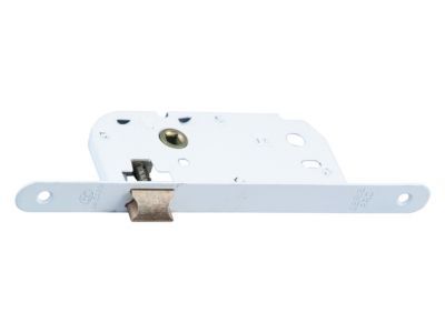 Serrure &agrave; encastrer Bricard bec de cane bout rond blanc axe 40 mm