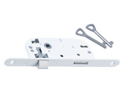 Serrure encastr&eacute;e BRICARD certifi&eacute;e NF, &agrave; cl&eacute;, axe 40 mm, blanc