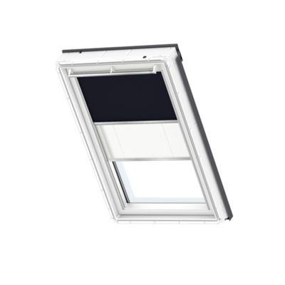 VELUX Store Original Duo Occultant Bleu Fonc&eacute;, Cadre Argent&eacute;, DFD S06