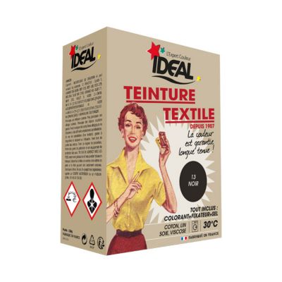 Ideal TEINTURE TEXTILE MACHINE NOIR 350GR FIXATEUR + SEL