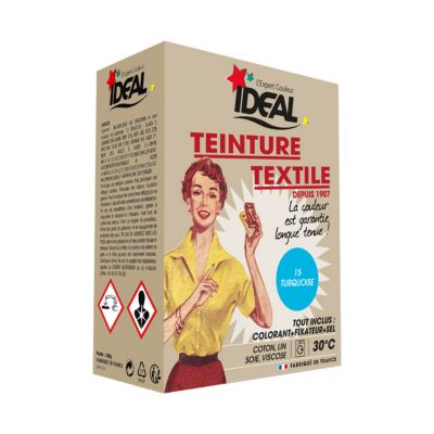 Teinture textile machine turquoise 350GR + fixateur + sel