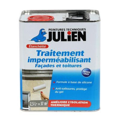 JULIEN traitement imperm&eacute;abilisant fa&ccedil;ades toitures blanc cass&eacute; 2,5 L