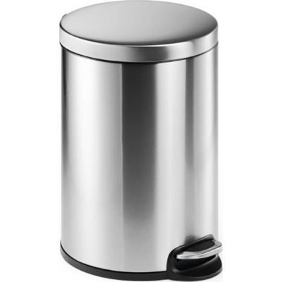 DURABLE Poubelle arrondi couvercle basculant 20 l p&eacute;dale poign&eacute;es inox argent m&eacute;tallis&eacute;
