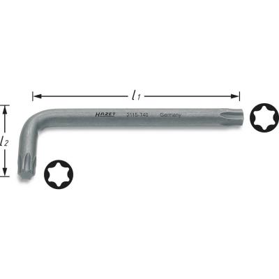 Hazet Cl&eacute; m&acirc;le coud&eacute;e - Profil TORX int&eacute;rieur - Taille: T 60 - Longueur totale: 52 mm - 2115-T60