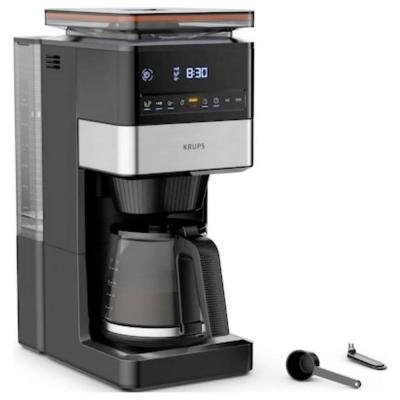Krups Cafeti&egrave;re noir argent Nombre de tasse=18 avec broyeur &eacute;cran