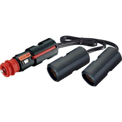 R&eacute;partiteur 2xCouplage simple Fiche de s&eacute;curit&eacute; universelle pour 2 prises allume-cigare 16 A 