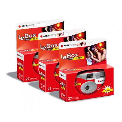 AgfaPhoto LeBox Flash Pack 3X Appareil Photo Jetable avec Flash pour 27 Photos