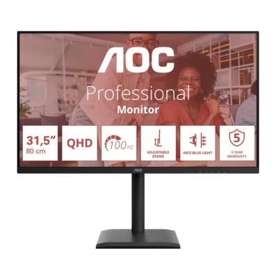 AOC E4 Q32E4U, 80 cm (31.5'), 2560 x 1440 pixels, Quad HD, LED, 4 ms, Noir