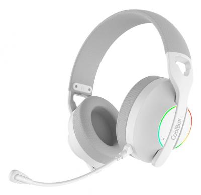 CoolBox WB01 RGB Casque Avec fil &sans fil Arceau Gaming USB Type-C Bluetooth Blanc - Neuf