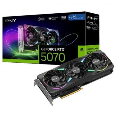 PNY GeForce RTX 5070 ARGB Overclock&eacute;e Triple Ventilateur 12 Go GDDR7 Reflex 2 RTX AI DLSS4
