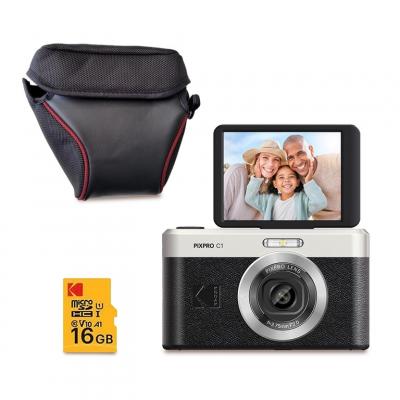 Pack Kodak Pixpro C1 Appareil Photo Compact noir + Carte microSDHC 16 Go + housse