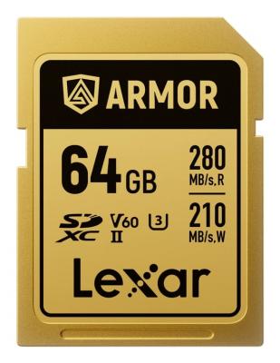 Lexar Carte M&eacute;moire Sdxc Pro Gold Series Armor Uhs-ii 64gb V60 Ip68