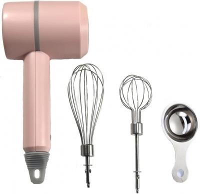 Mixeur Manuel Sans Fil Portable Rose 3 Vitesses