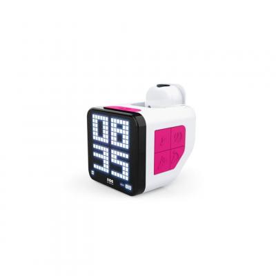 R&eacute;veil cubique avec projection BigBen RCUBEBCRS Blanc et Rose