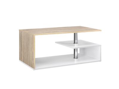 Table Basse Haarlem 90 x 50 x 41 cm Blanc Effet Ch&ecirc;ne [en.casa]