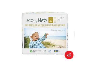 NATY - Lot de 6 paquets de couches Taille 4 Maxi 7-18 kg 26 pcs